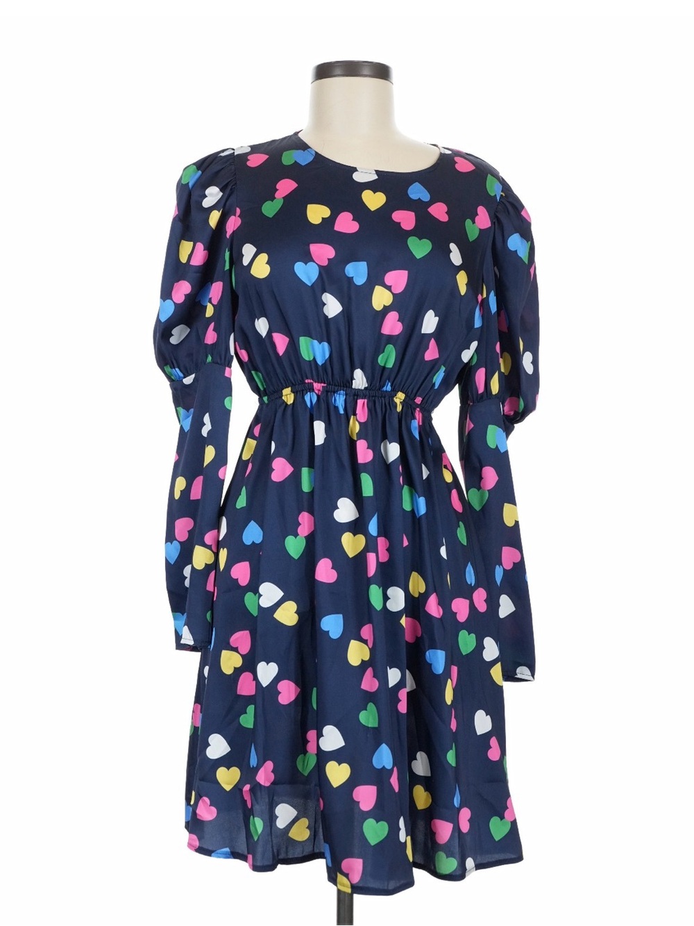 Blume Studio Vintage Heart Print Puff Sleeve Dress Made in UK US 8